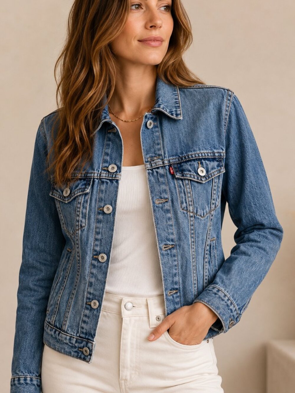 Levi's Original Trucker Denim Jacket Medium Wash Blue Classic Cotton Size S